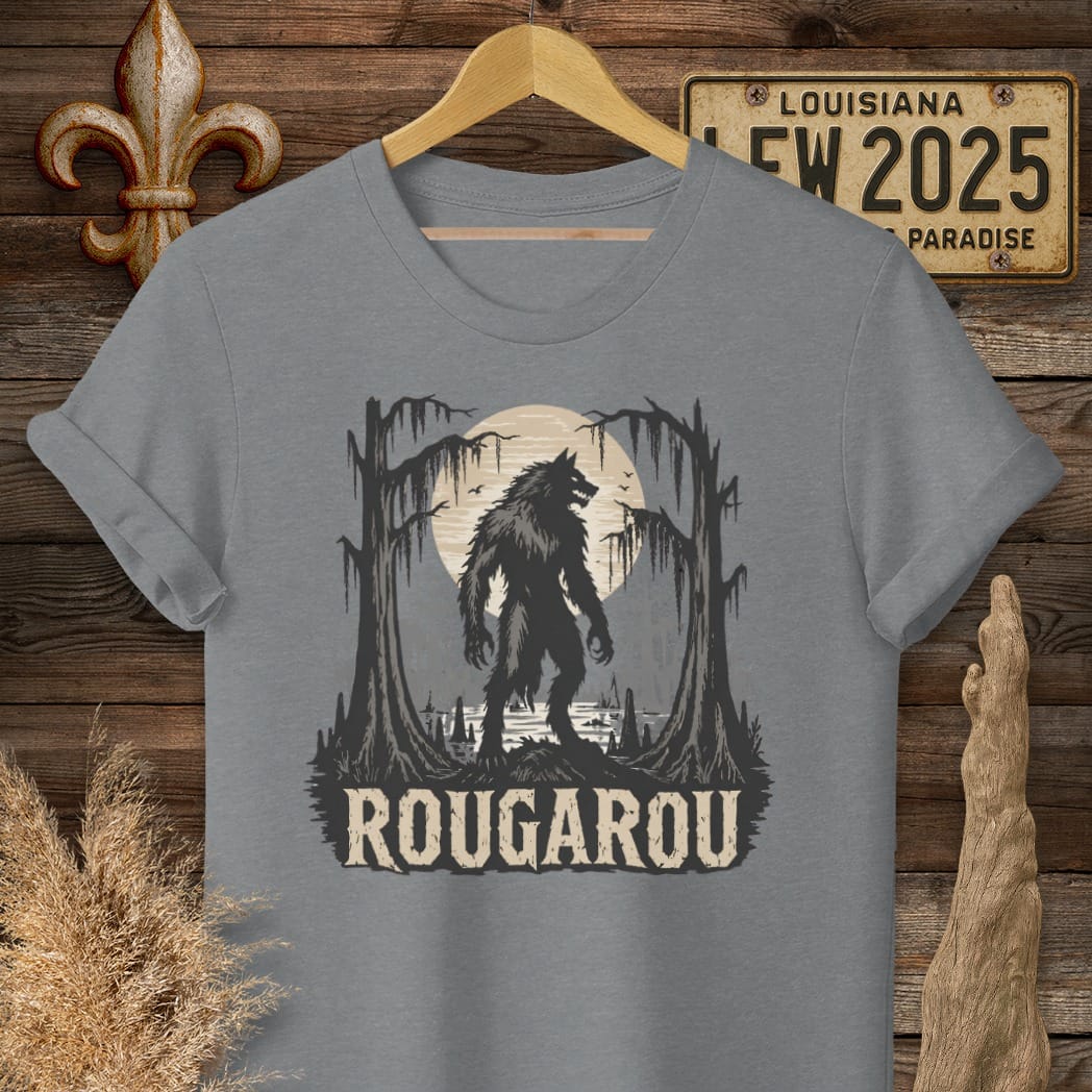 S / Graphite Heather Louisiana Rougarou T-Shirt by Laissez Faire Wear