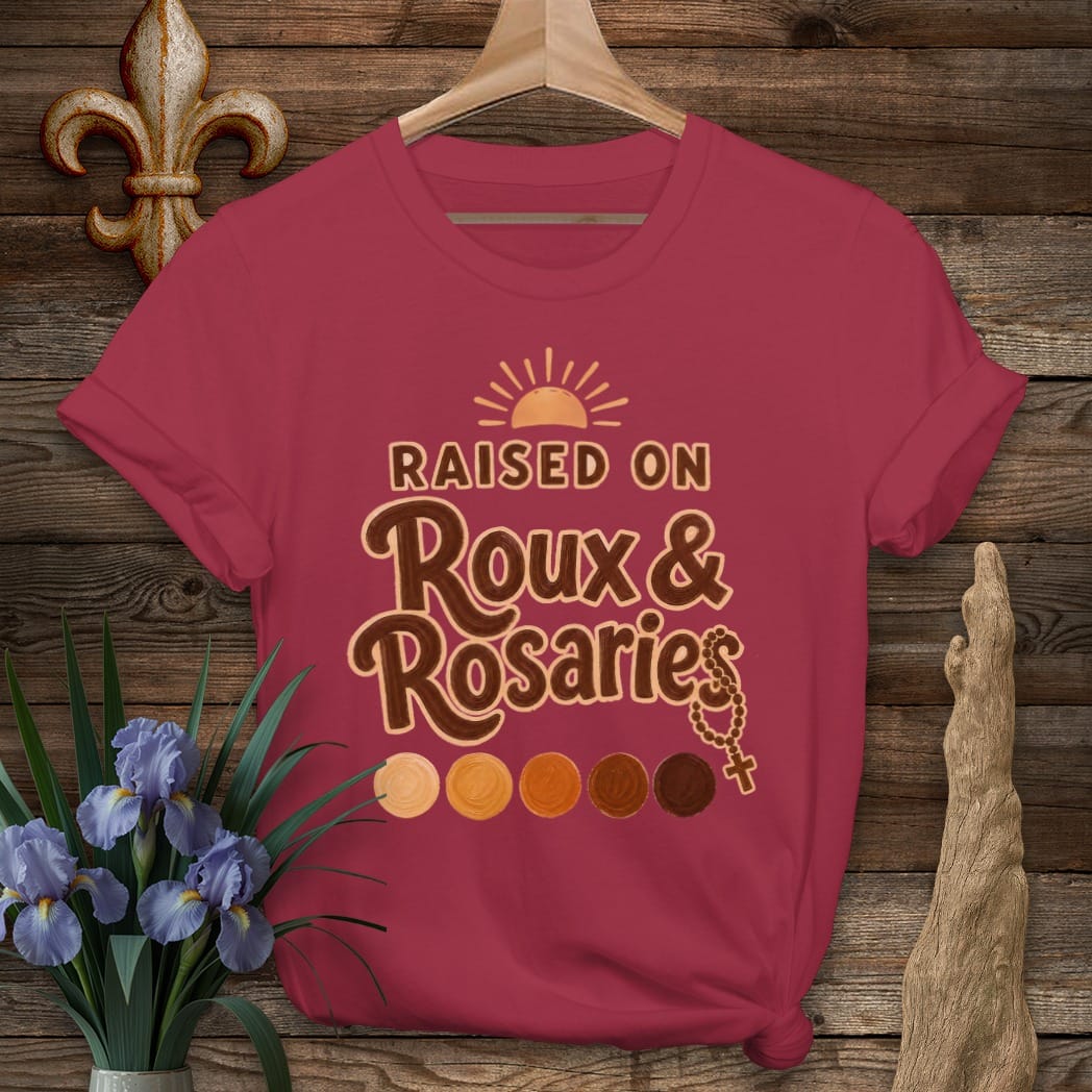 S / Cardinal Red Louisiana Roux & Rosaries - Folk T-Shirt by Laissez Faire Wear