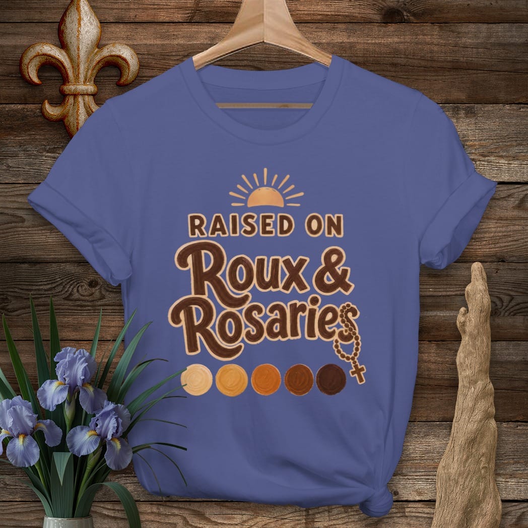 S / Metro Blue Louisiana Roux & Rosaries - Folk T-Shirt by Laissez Faire Wear