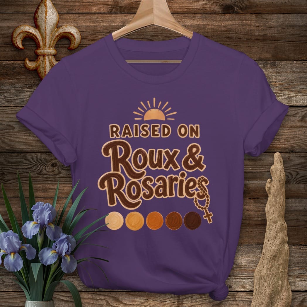 S / Purple Louisiana Roux & Rosaries - Folk T-Shirt by Laissez Faire Wear