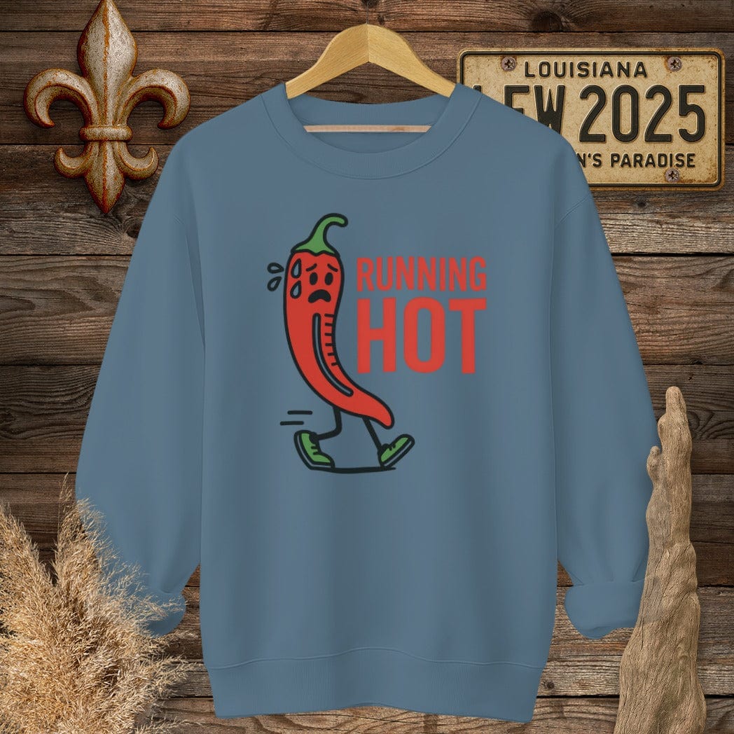 S / Indigo Blue Louisiana Running Hot Sweatshirt by Laissez Faire Wear