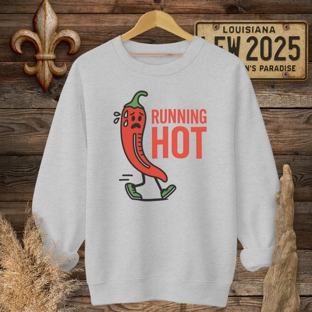 S / Sport Grey Louisiana Running Hot Sweatshirt by Laissez Faire Wear
