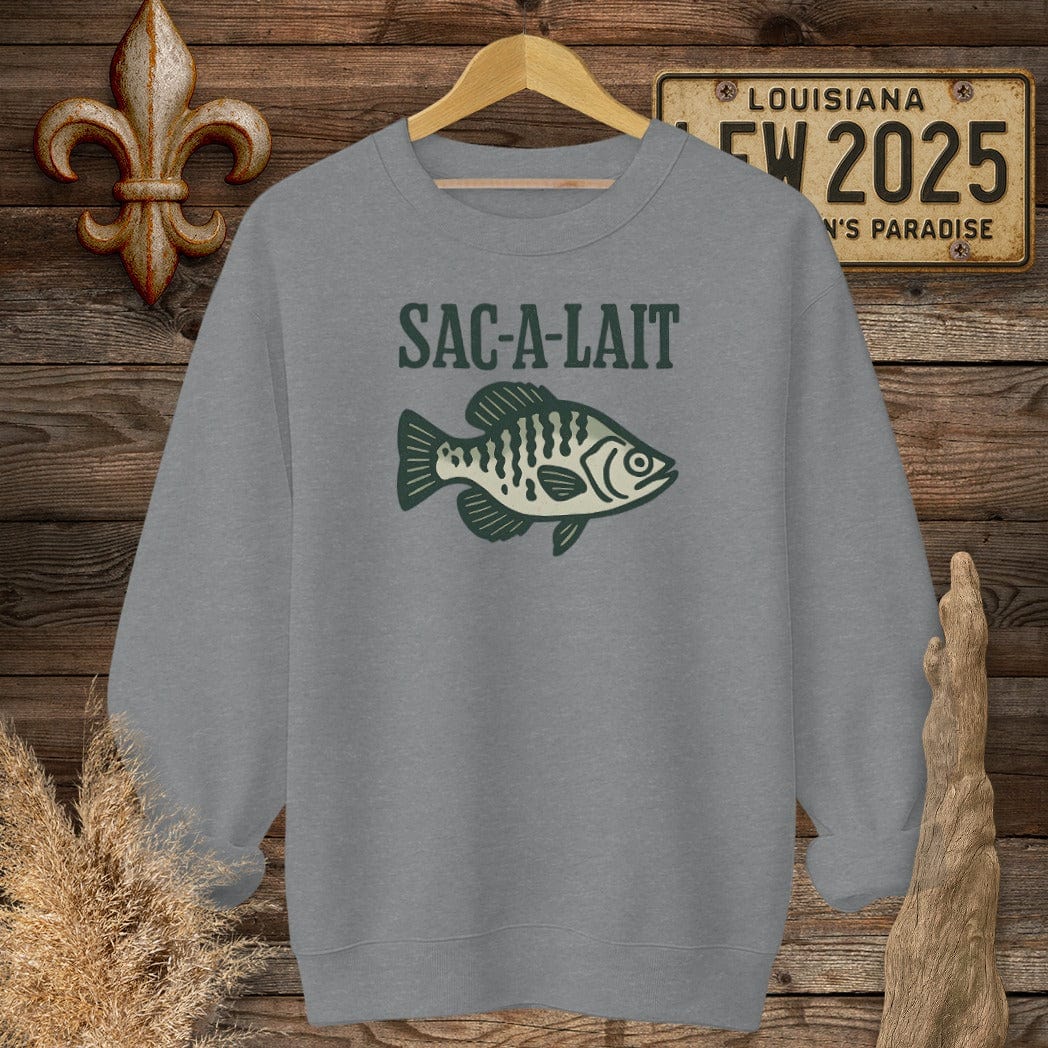 S / Graphite Heather Louisiana Sac-a-Lait Minimalist Sweatshirt by Laissez Faire Wear