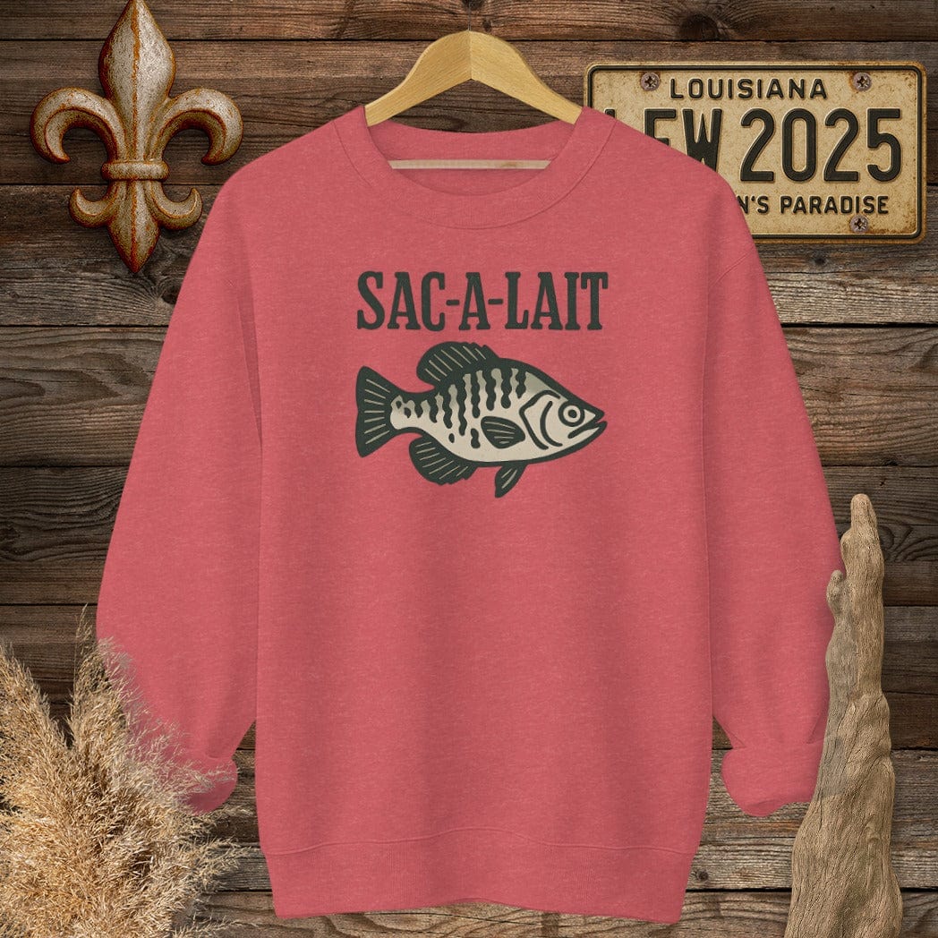 S / Heather Scarlet Red Louisiana Sac-a-Lait Minimalist Sweatshirt by Laissez Faire Wear