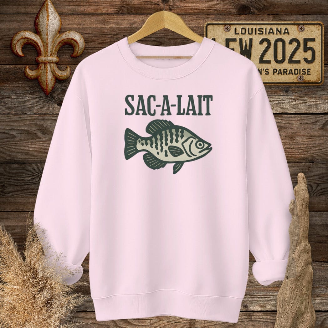 S / Light Pink Louisiana Sac-a-Lait Minimalist Sweatshirt by Laissez Faire Wear