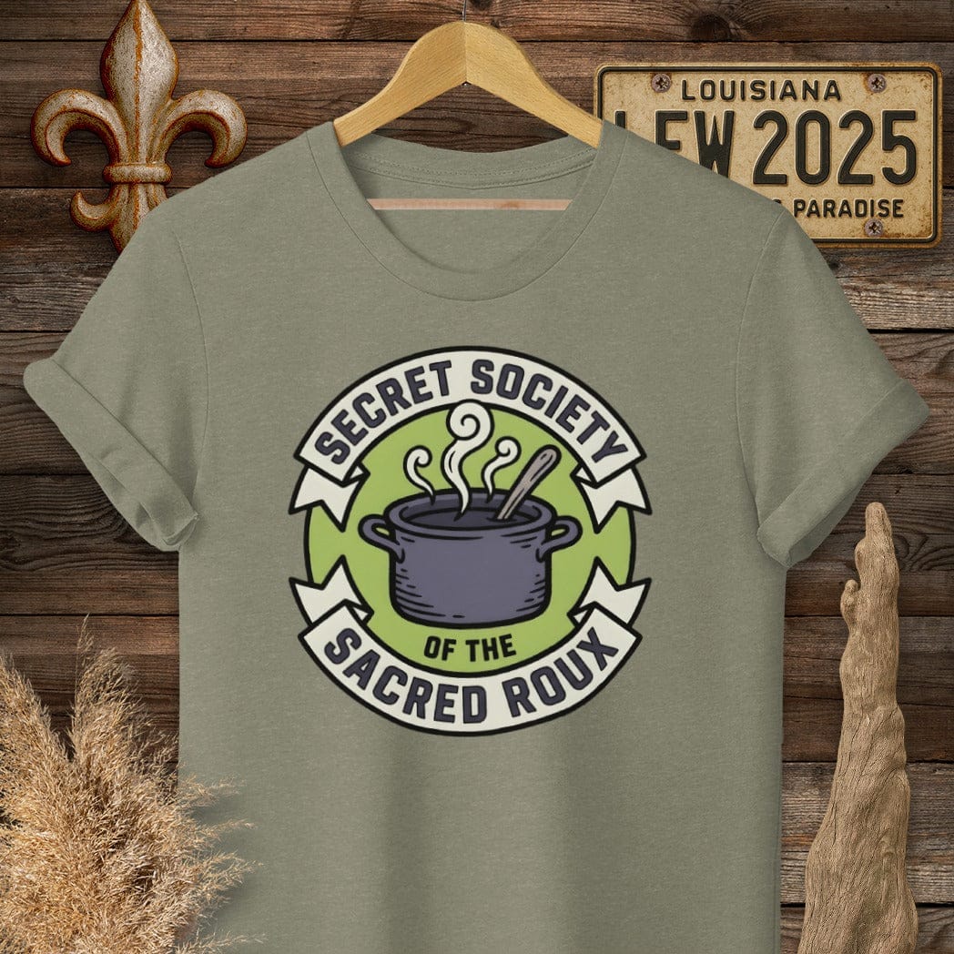 S / Heather Military Green Louisiana Sacred Roux Society T-Shirt by Laissez Faire Wear