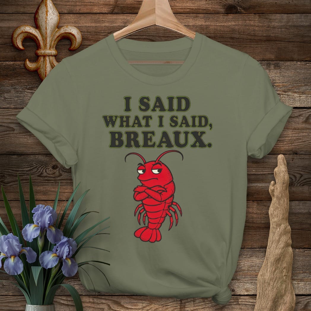S / Military Green Louisiana Said What I Said Breaux T-Shirt by Laissez Faire Wear