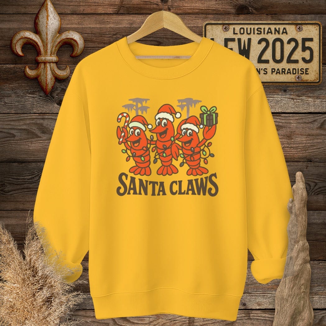 S / Gold Louisiana Santa Claws sweatshirt by Laissez Faire Wear