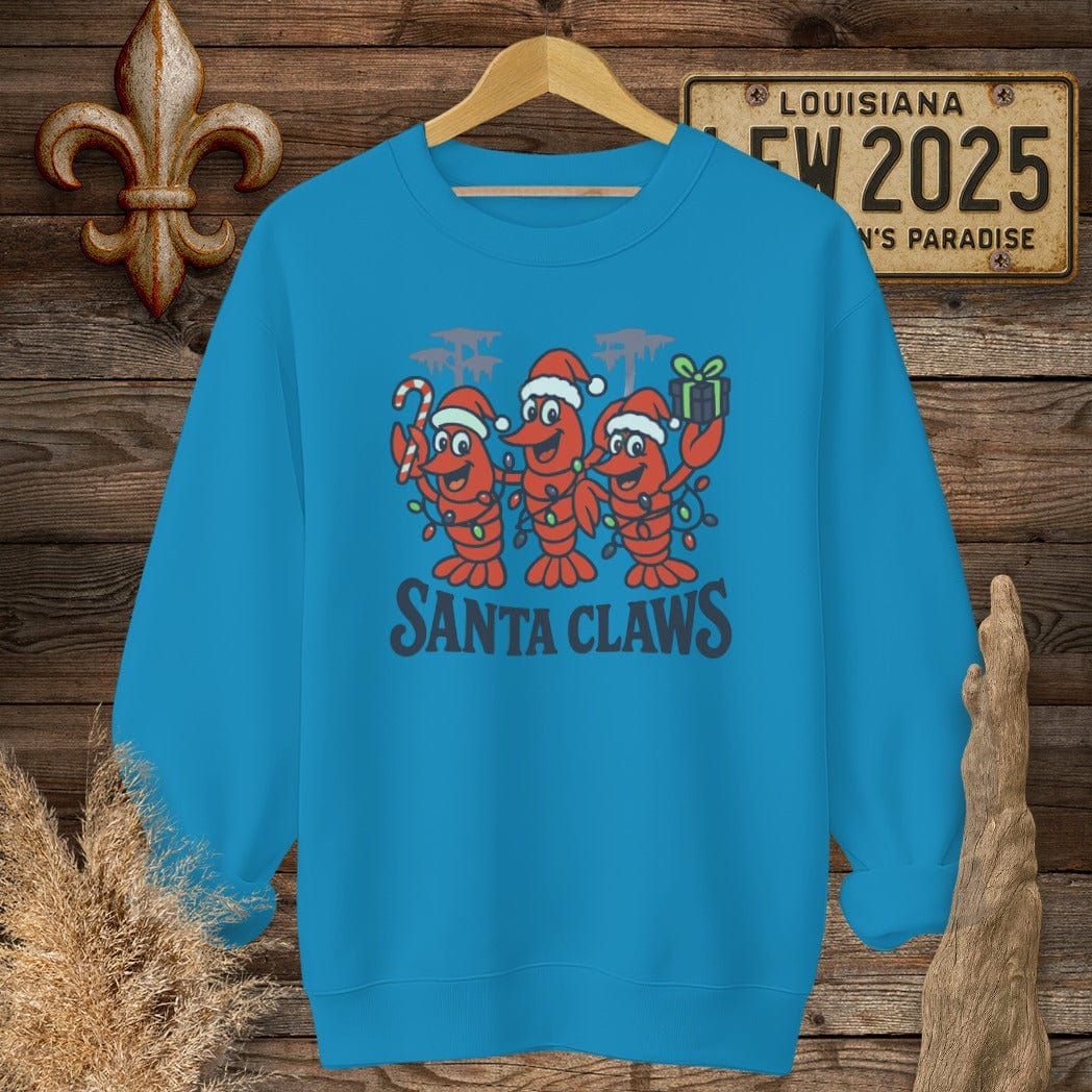 S / Sapphire Louisiana Santa Claws sweatshirt by Laissez Faire Wear