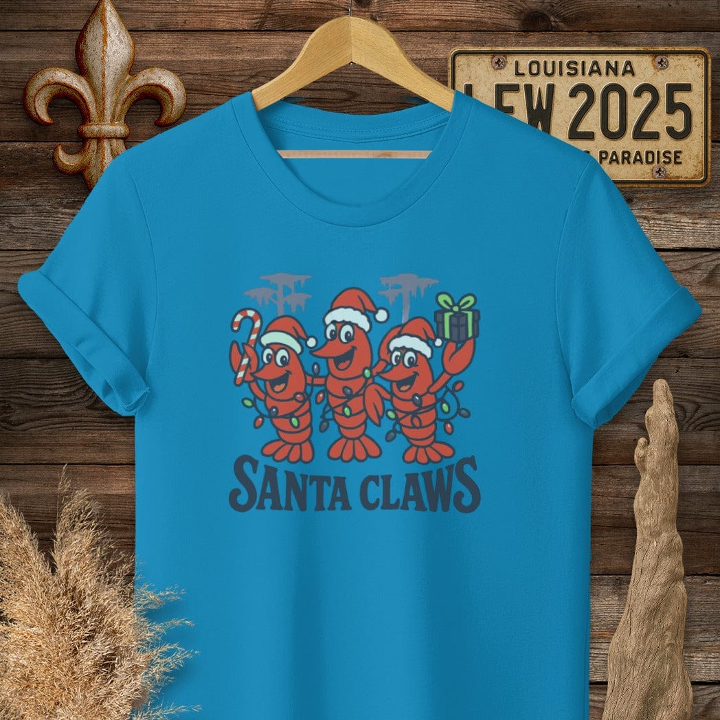 S / Sapphire Louisiana Santa Claws T-Shirt by Laissez Faire Wear