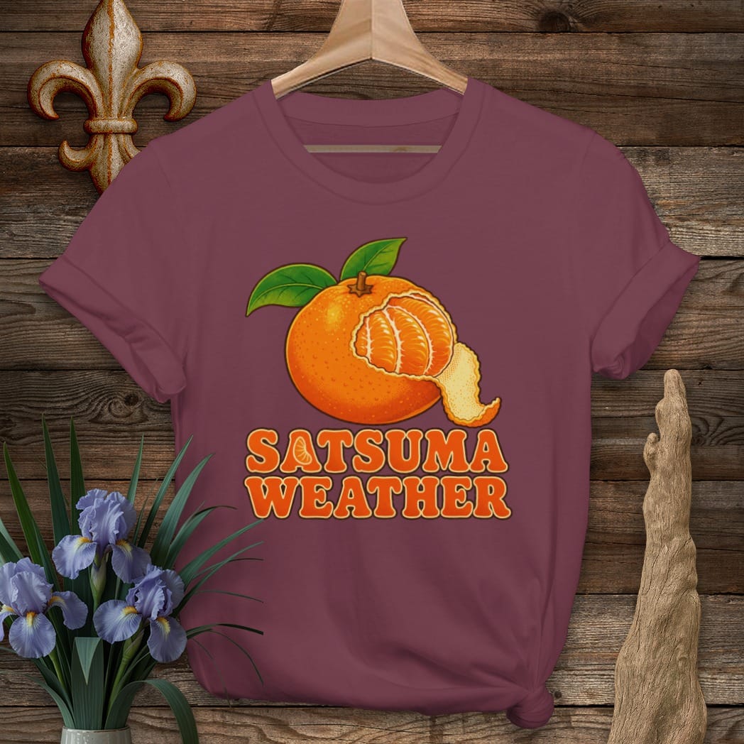 Maroon / S Louisiana Satsuma Weather T-Shirt by Laissez Faire Wear