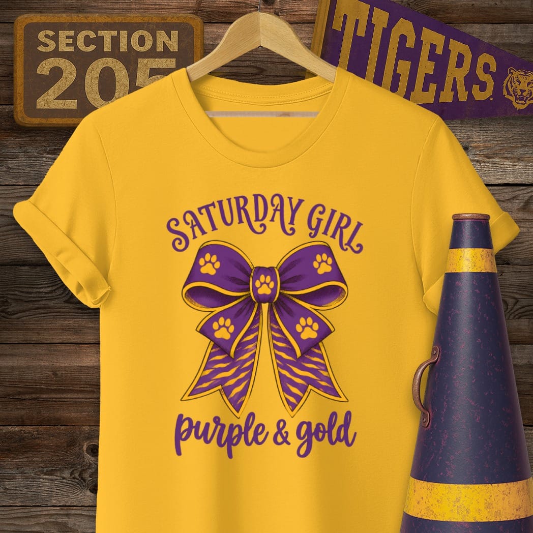 S / Gold Louisiana Saturday Girl T-Shirt by Laissez Faire Wear
