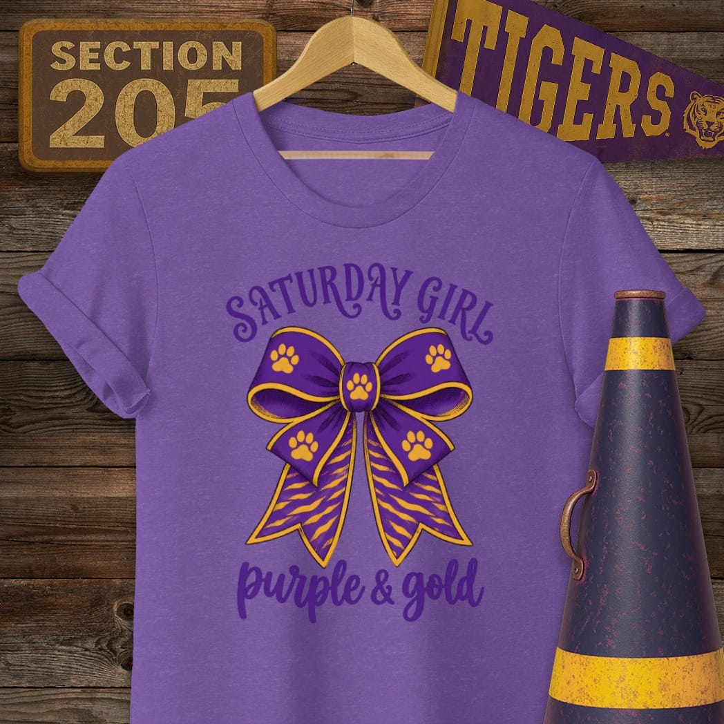 S / Heather Purple Louisiana Saturday Girl T-Shirt by Laissez Faire Wear