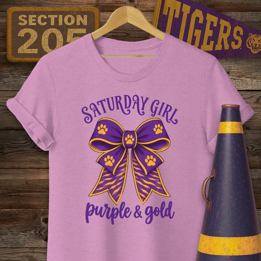S / Heather Radiant Orchid Louisiana Saturday Girl T-Shirt by Laissez Faire Wear