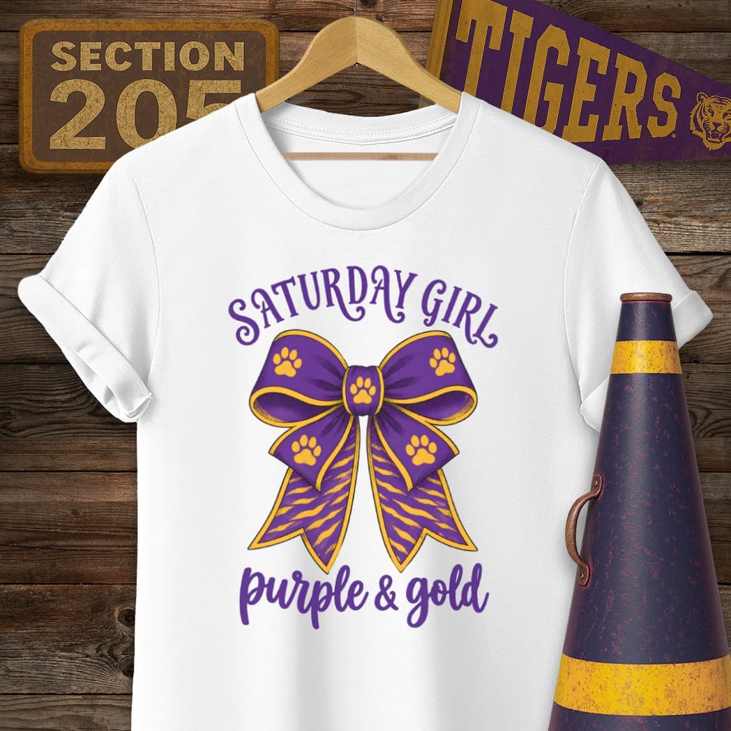 S / White Louisiana Saturday Girl T-Shirt by Laissez Faire Wear