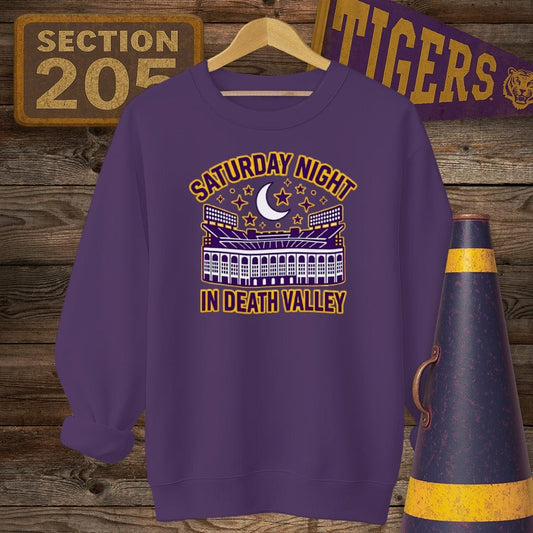 S / Purple Louisiana Saturday Night Sweatshirt by Laissez Faire Wear