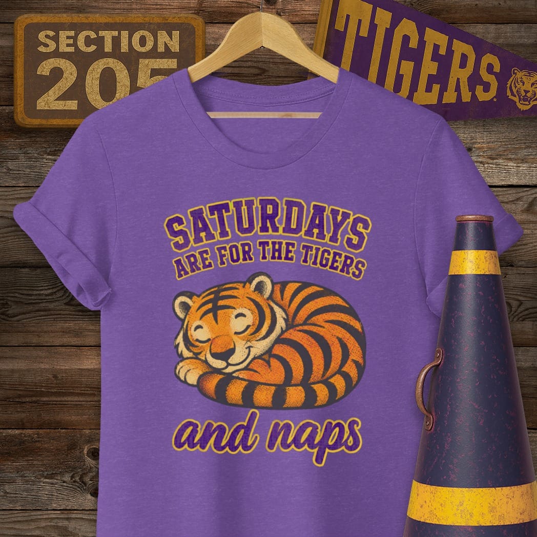 S / Heather Purple Louisiana Saturdays are for Tigers T-Shirt by Laissez Faire Wear