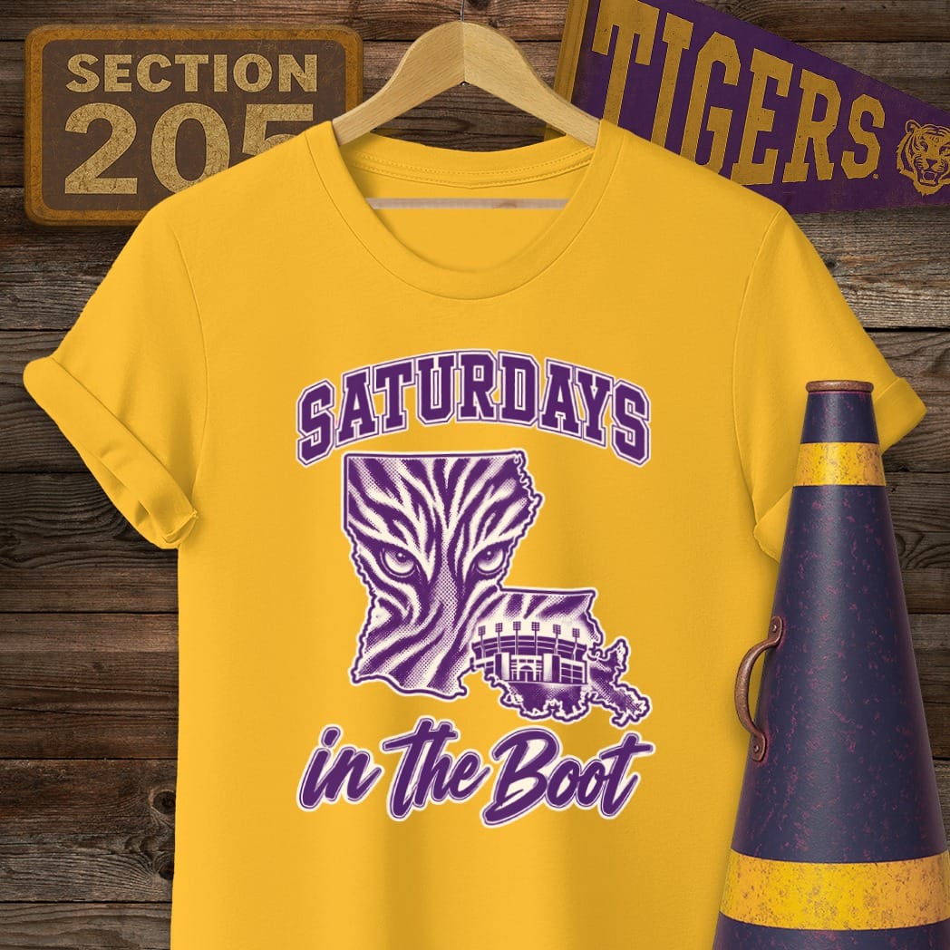 S / Gold Louisiana Saturdays in the Boot T-Shirt by Laissez Faire Wear