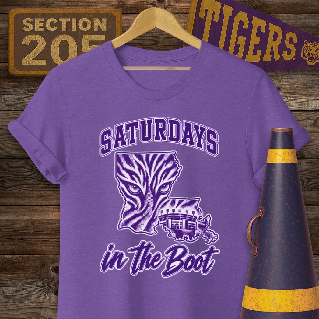 S / Heather Purple Louisiana Saturdays in the Boot T-Shirt by Laissez Faire Wear