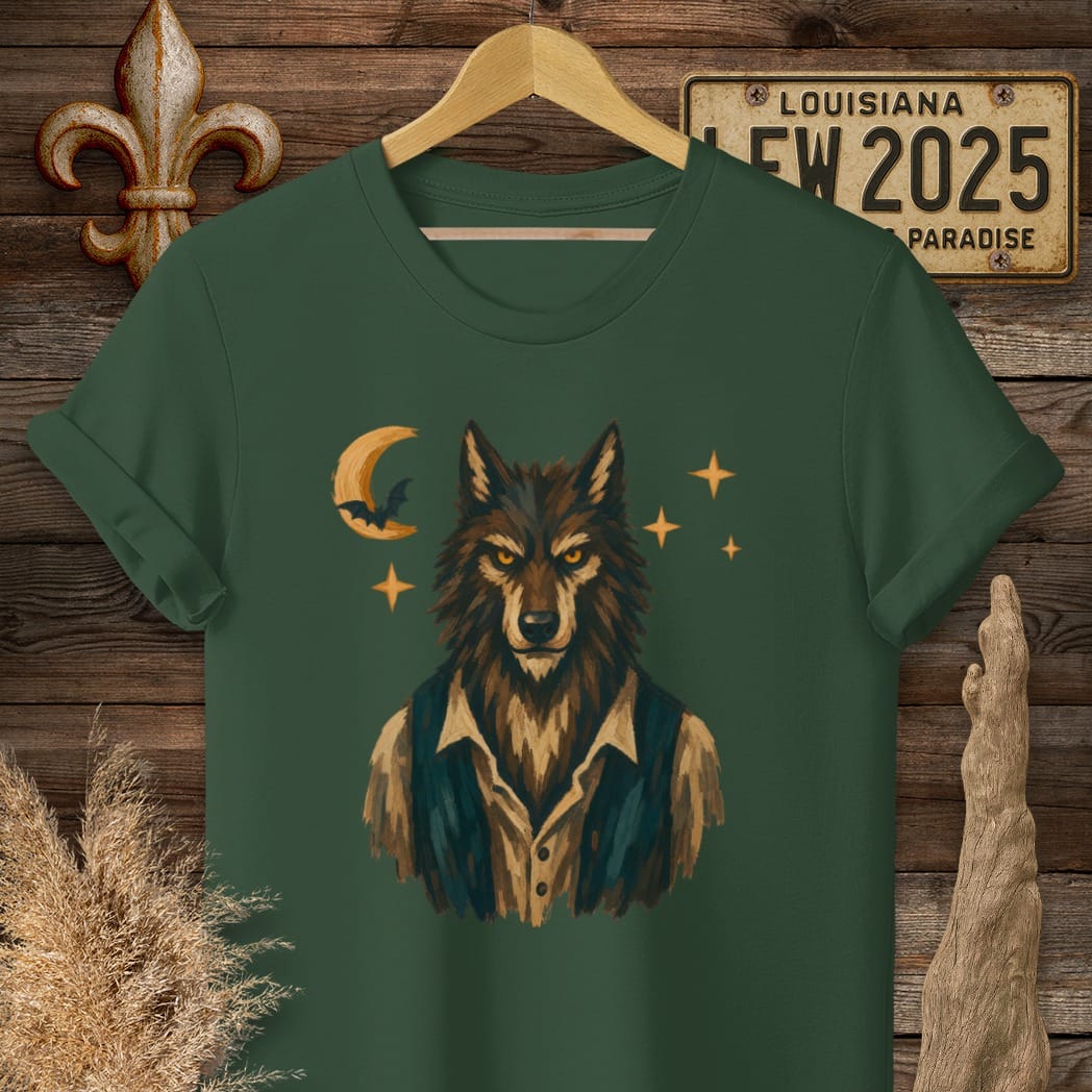 S / Forest Green Louisiana Scary Rougarou T-Shirt by Laissez Faire Wear