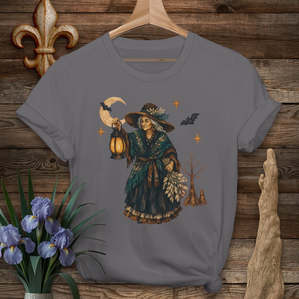 S / Charcoal Louisiana Scary Swamp Witch T-Shirt by Laissez Faire Wear
