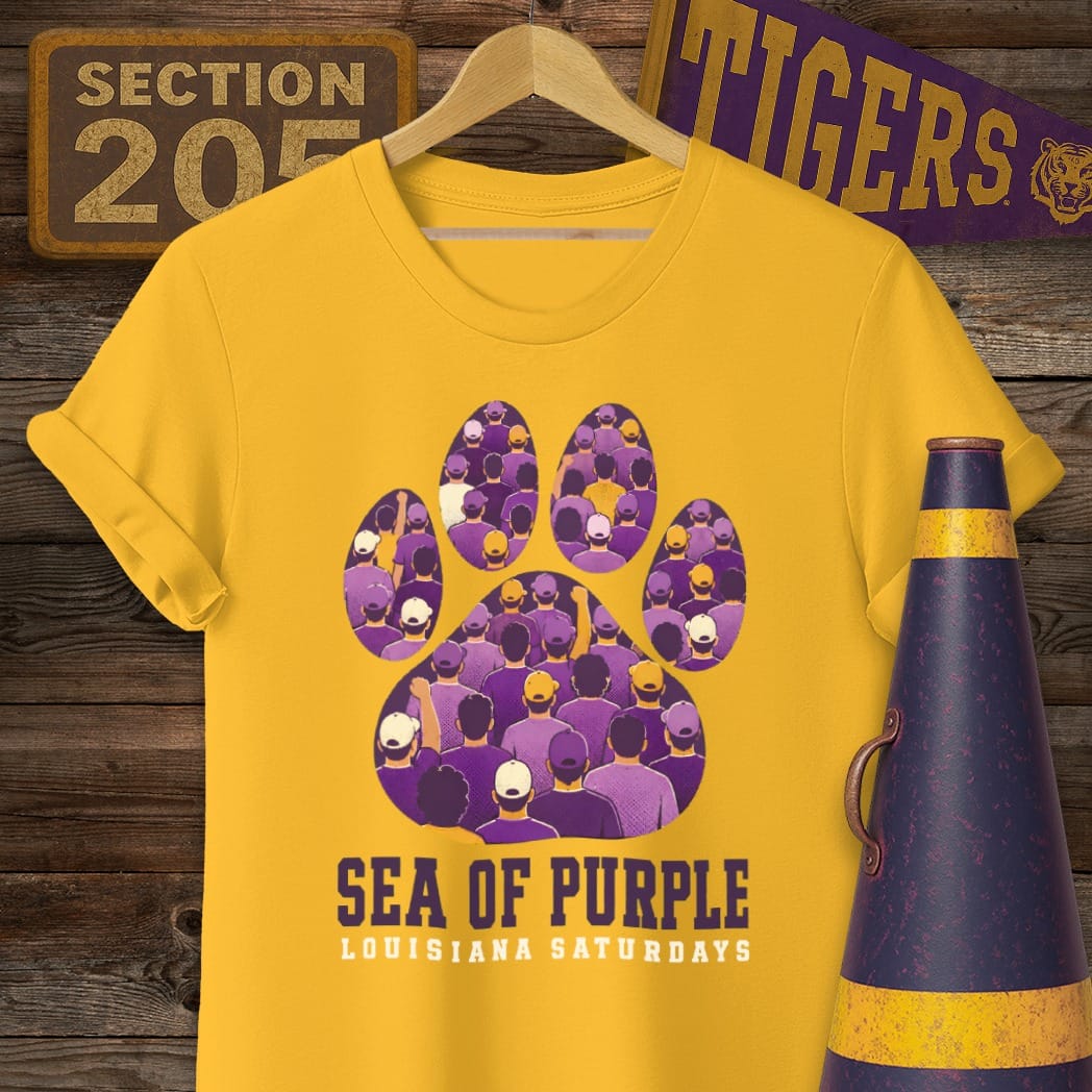 S / Gold Louisiana Sea of Purple T-Shirt by Laissez Faire Wear