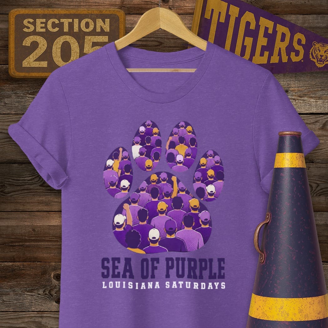 S / Heather Purple Louisiana Sea of Purple T-Shirt by Laissez Faire Wear