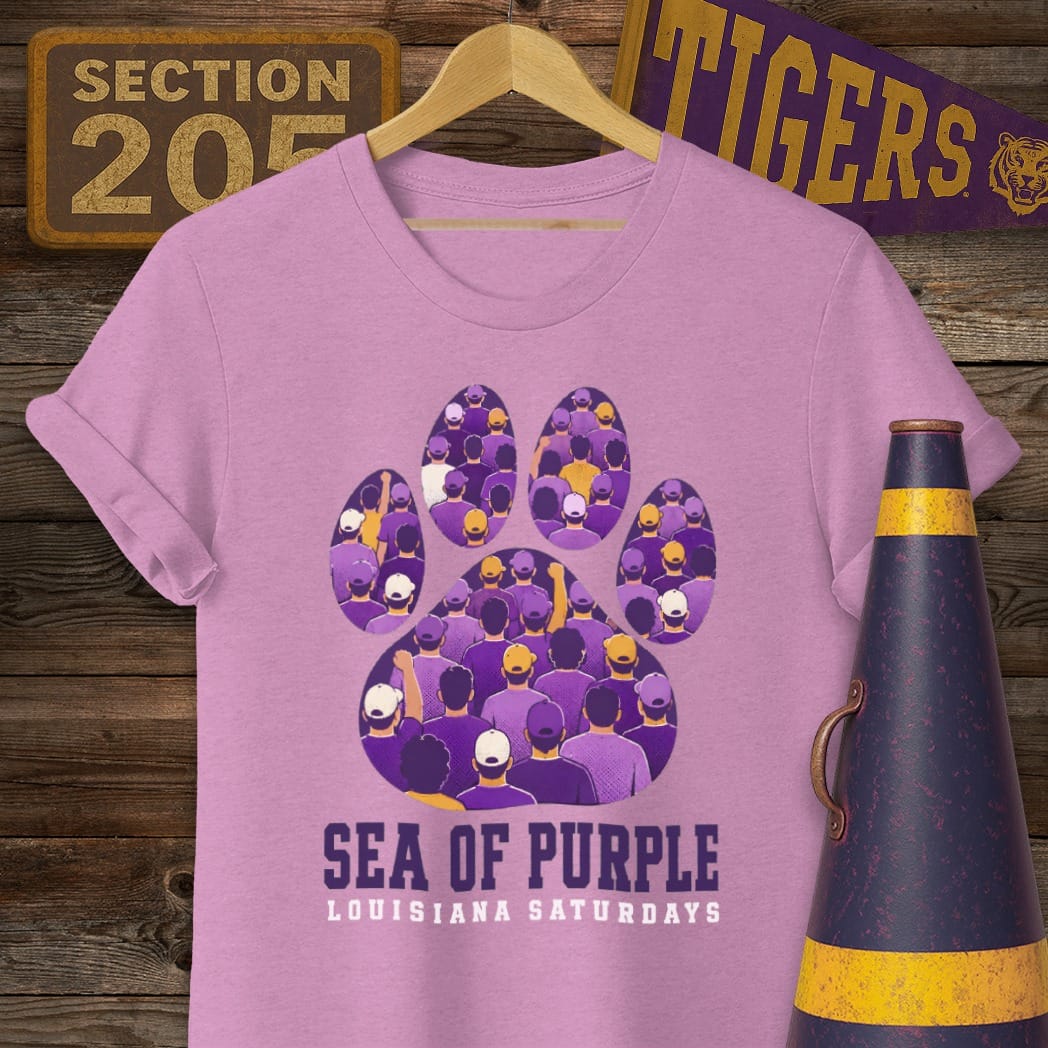 S / Heather Radiant Orchid Louisiana Sea of Purple T-Shirt by Laissez Faire Wear