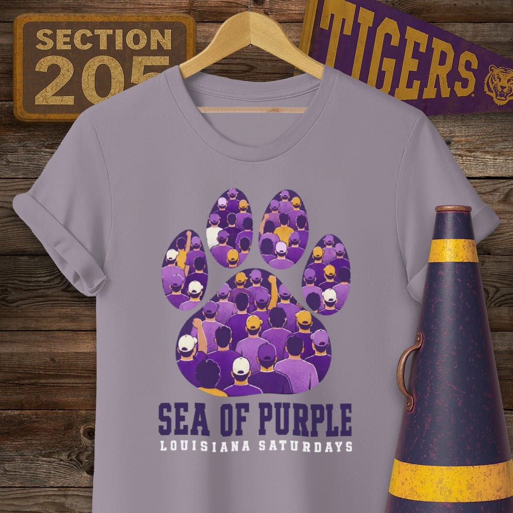 S / Paragon Louisiana Sea of Purple T-Shirt by Laissez Faire Wear