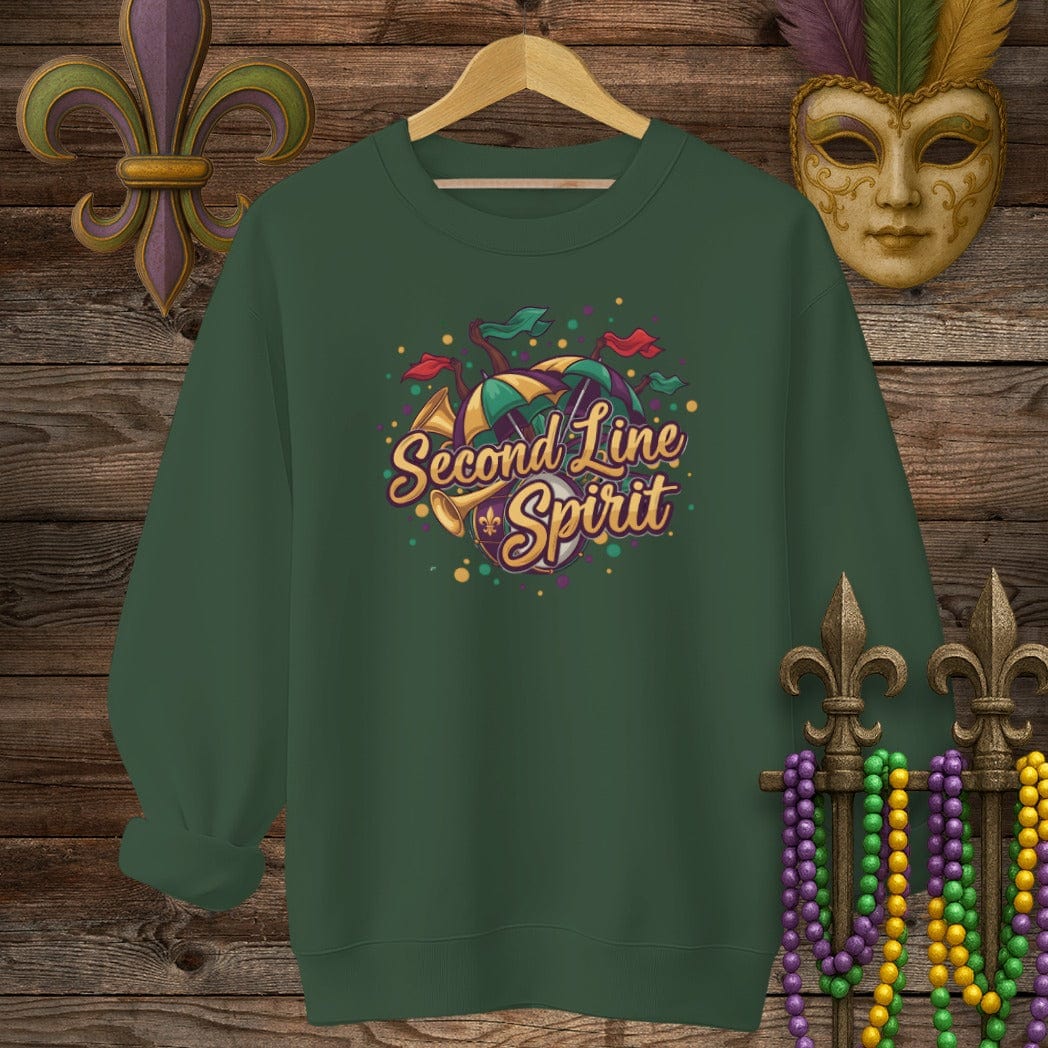 S / Forest Green Louisiana Second Line Spirit Sweatshirt by Laissez Faire Wear