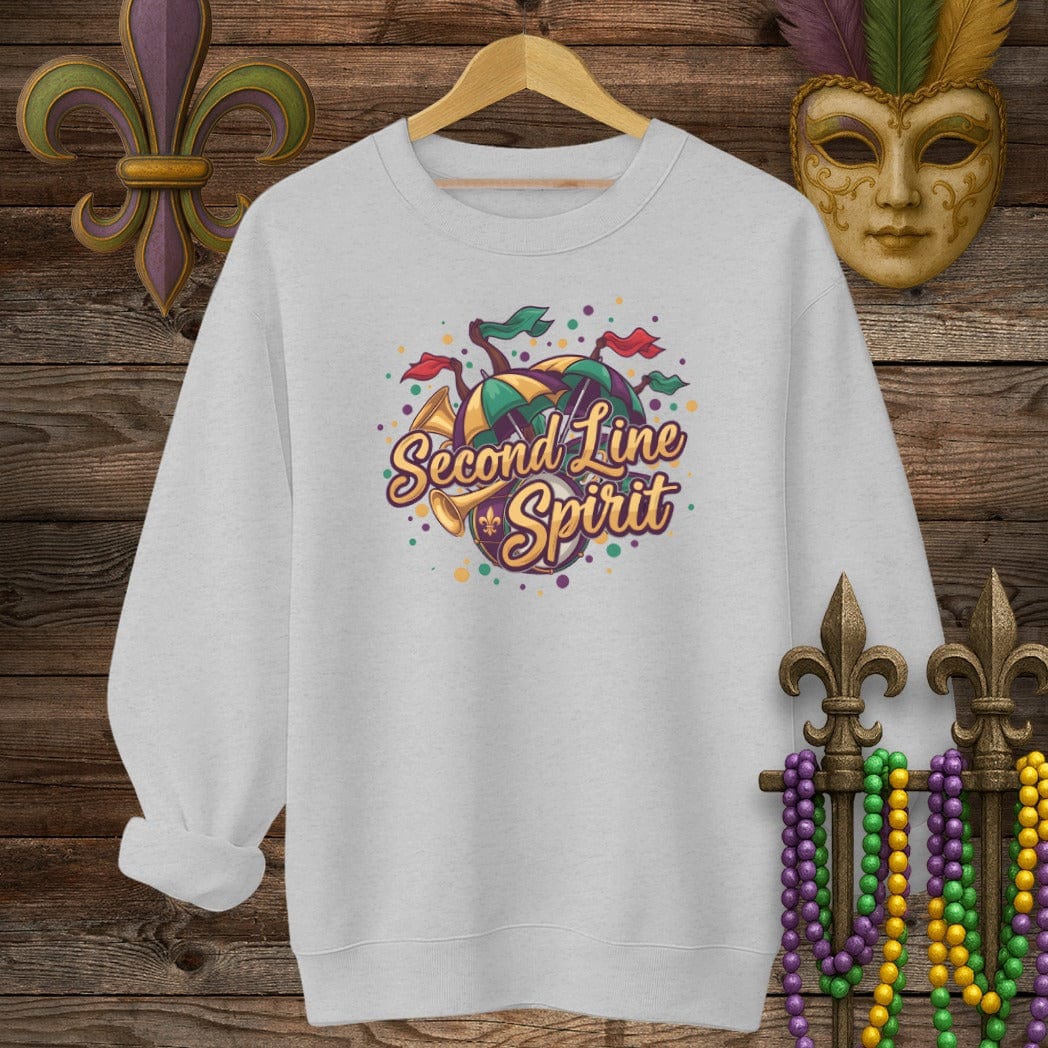 S / Sport Grey Louisiana Second Line Spirit Sweatshirt by Laissez Faire Wear