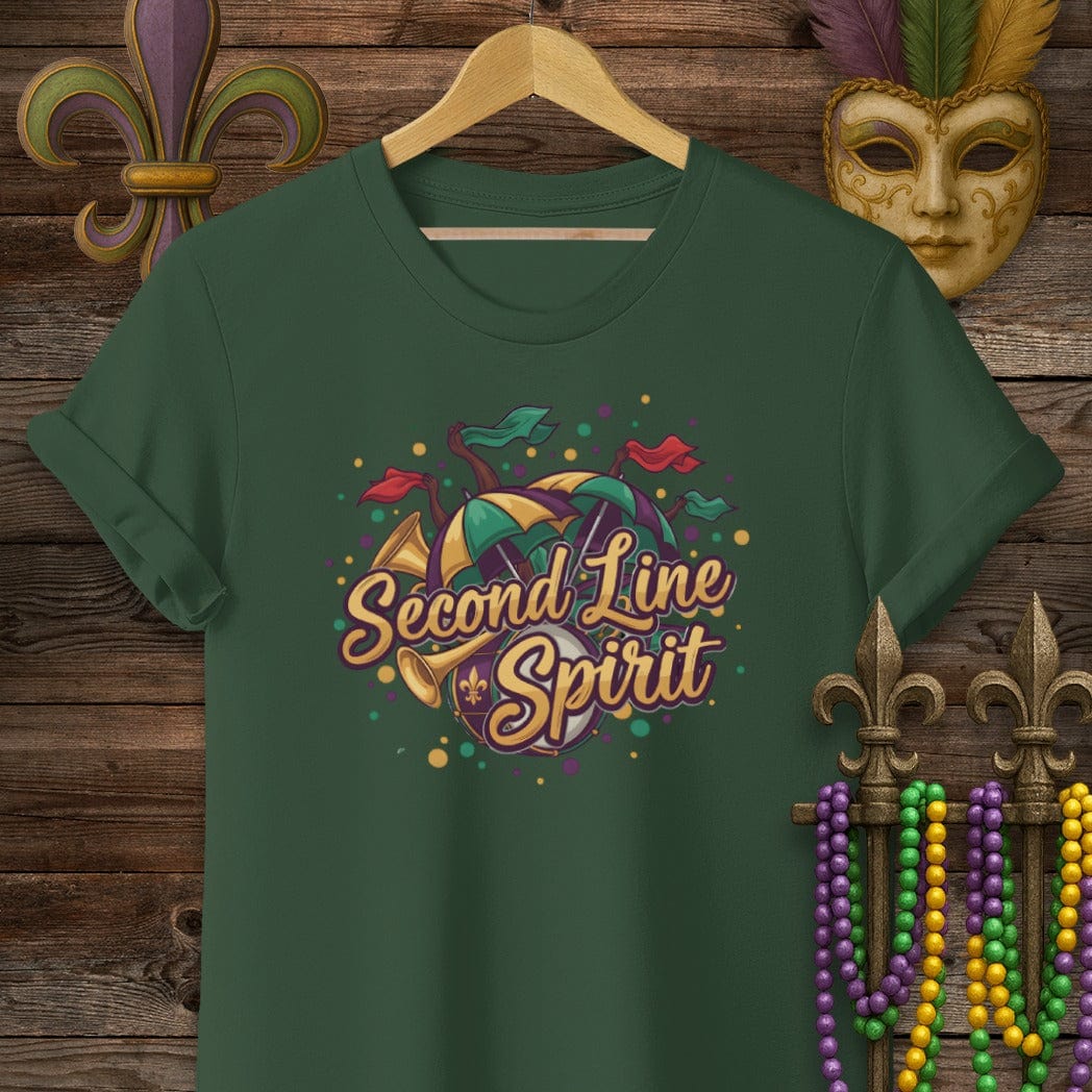 S / Forest Green Louisiana Second Line Spirit T-Shirt by Laissez Faire Wear