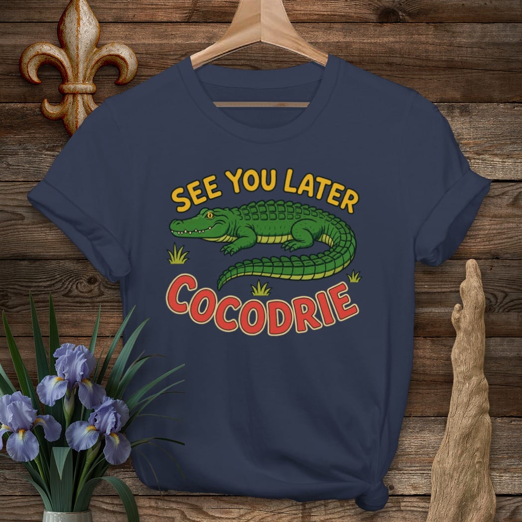 Navy / S Louisiana See You Later Cocodrie T-Shirt by Laissez Faire Wear