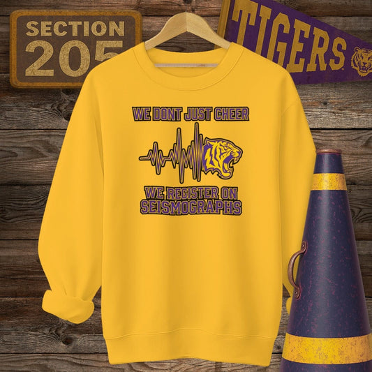 S / Gold Louisiana Seismograph Sweatshirt by Laissez Faire Wear