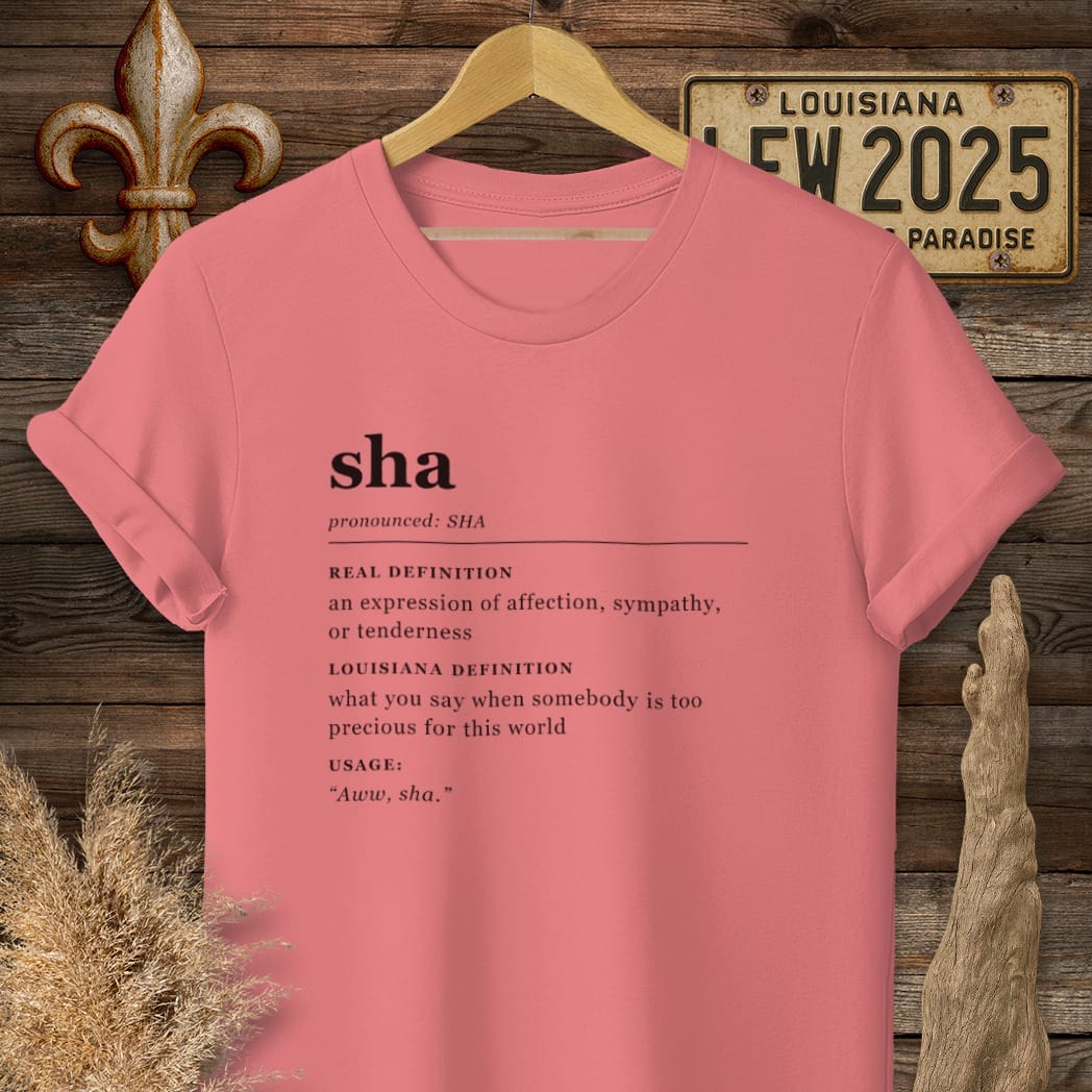 S / Coral Silk Louisiana Sha Definition T-Shirt by Laissez Faire Wear