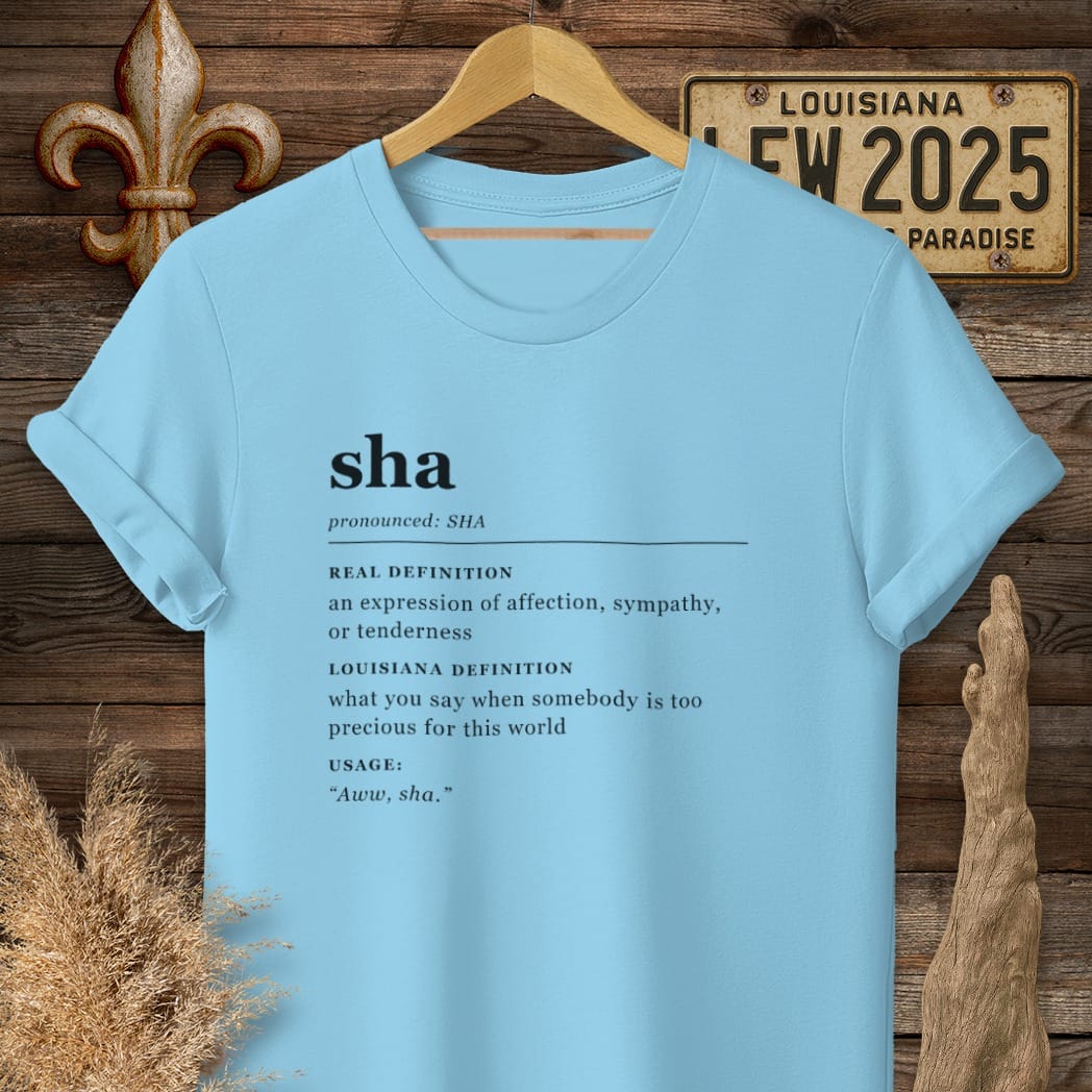 S / Sky Louisiana Sha Definition T-Shirt by Laissez Faire Wear