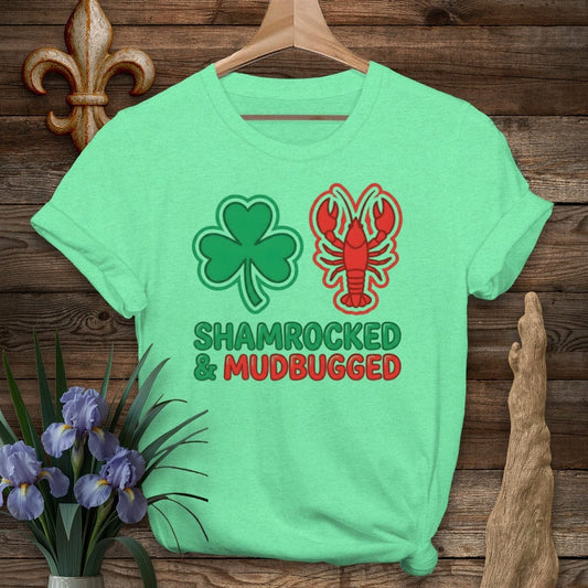 S / Heather Irish Green Louisiana Shamrocked & Mudbugged T-Shirt by Laissez Faire Wear
