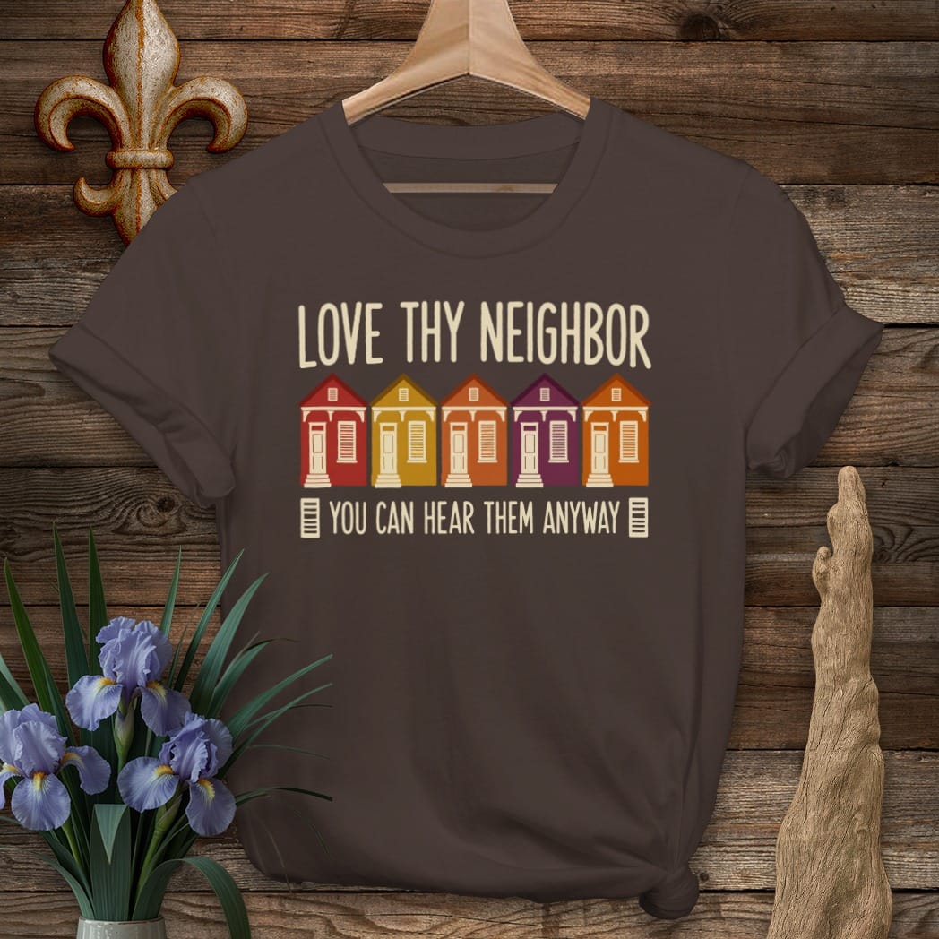 S / Dark Chocolate Louisiana Shotgun Neighbors T-Shirt by Laissez Faire Wear