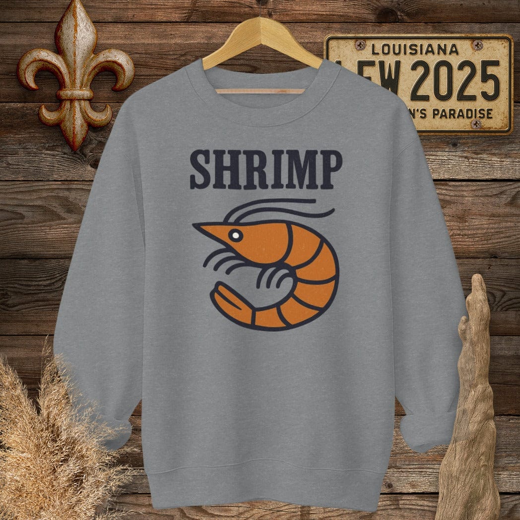 S / Graphite Heather Louisiana Shrimp Minimalist Sweatshirt by Laissez Faire Wear