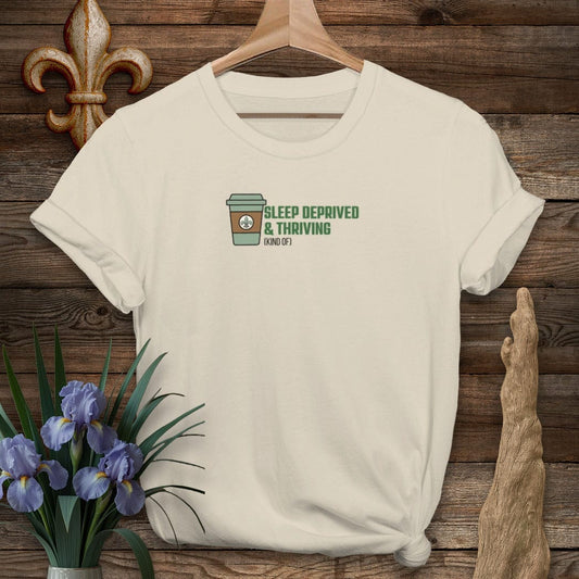 S / Sand Louisiana Sleep Deprived & Thriving (Kind Of) T-Shirt by Laissez Faire Wear