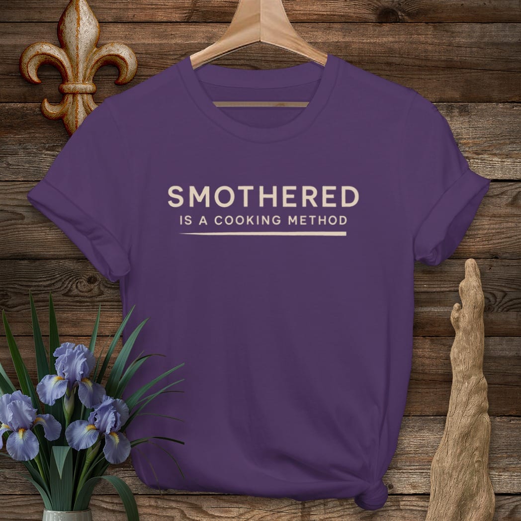 S / Purple Louisiana Smothered Cooking T-Shirt by Laissez Faire Wear