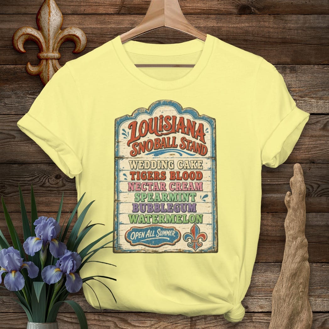 S / Cornsilk Louisiana Snoball Stand T-Shirt by Laissez Faire Wear