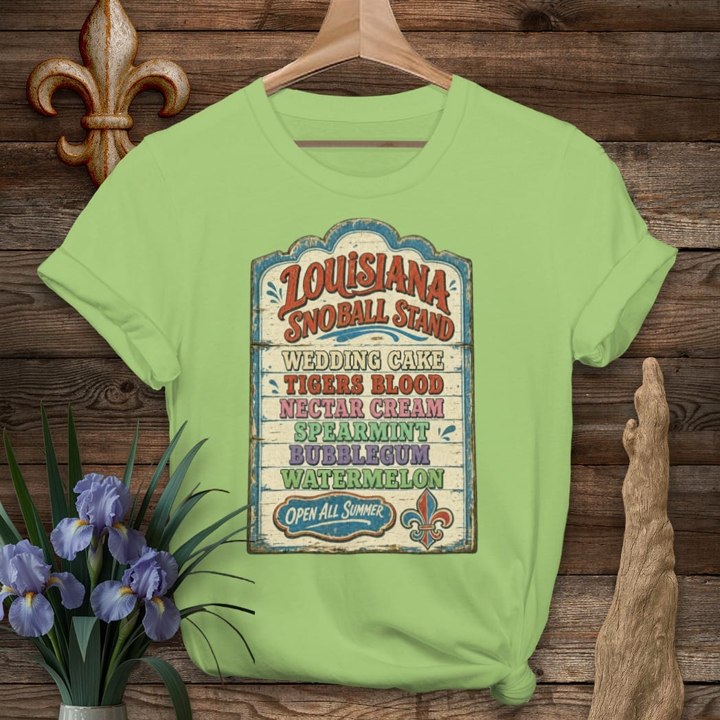 S / Lime Louisiana Snoball Stand T-Shirt by Laissez Faire Wear