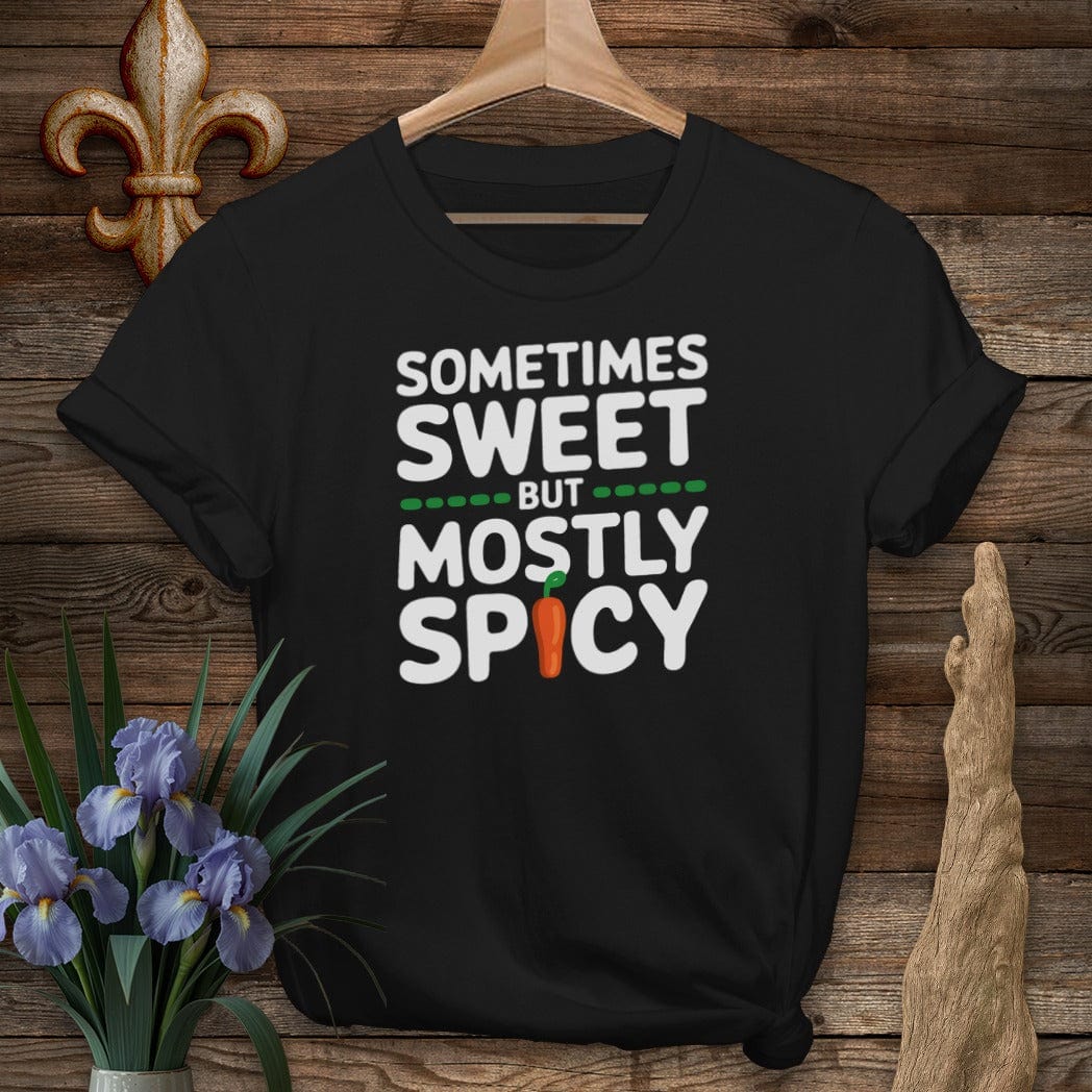 S / Black Louisiana Sometimes Sweet But Mostly Spicy T-Shirt by Laissez Faire Wear