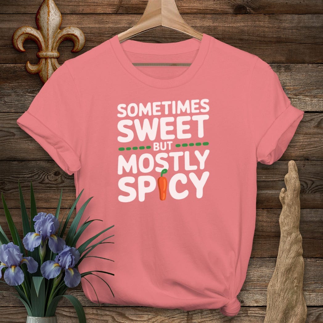 S / Coral Silk Louisiana Sometimes Sweet But Mostly Spicy T-Shirt by Laissez Faire Wear
