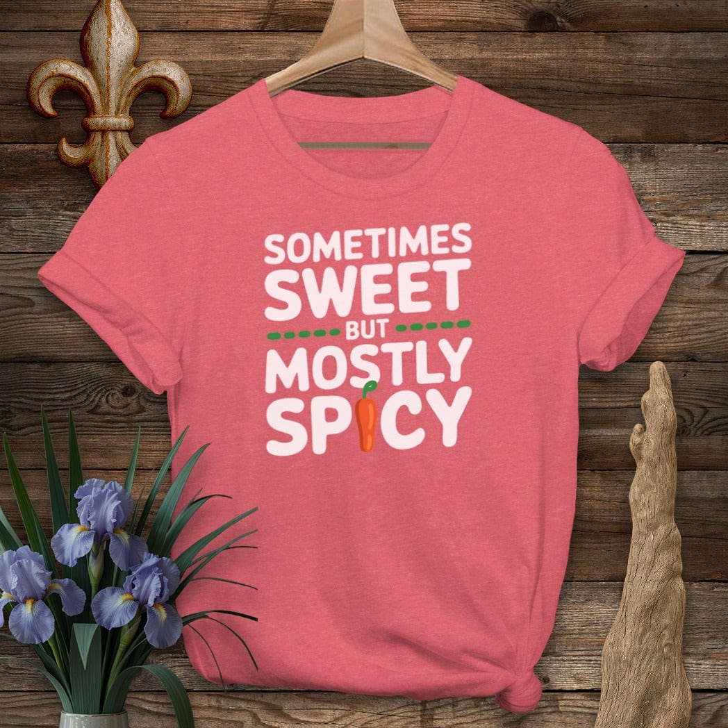 S / Heather Red Louisiana Sometimes Sweet But Mostly Spicy T-Shirt by Laissez Faire Wear