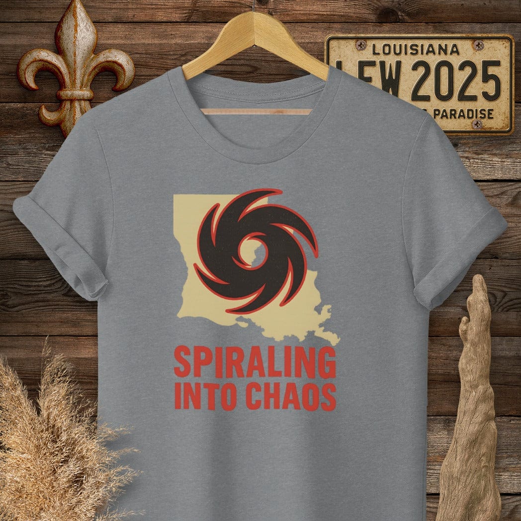 S / Graphite Heather Louisiana Spiraling Into Chaos T-Shirt by Laissez Faire Wear