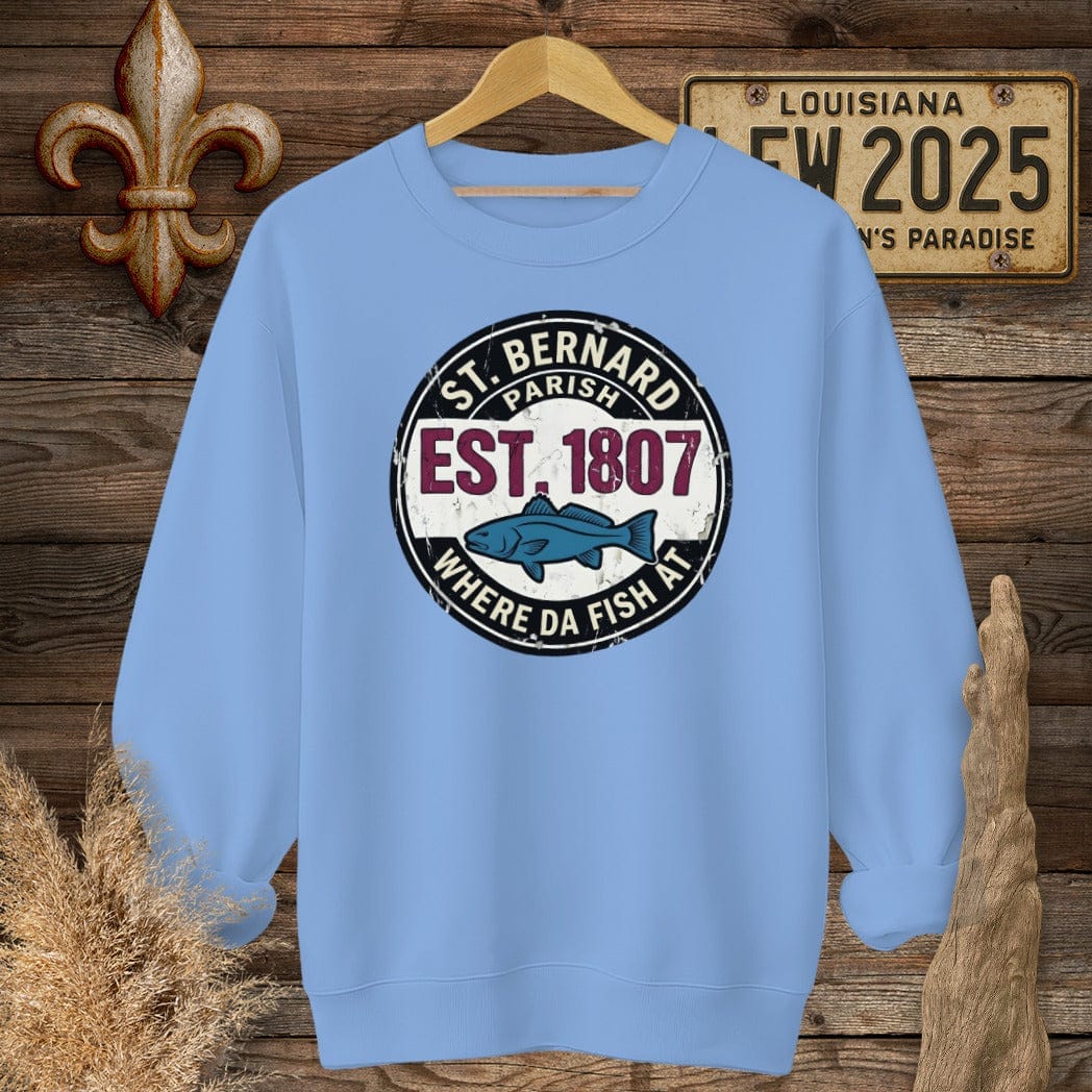 S / Carolina Blue Louisiana St. Bernard Parish Sweatshirt by Laissez Faire Wear