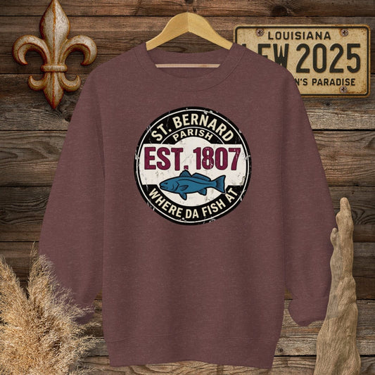 S / Heather Sport Dark Maroon Louisiana St. Bernard Parish Sweatshirt by Laissez Faire Wear