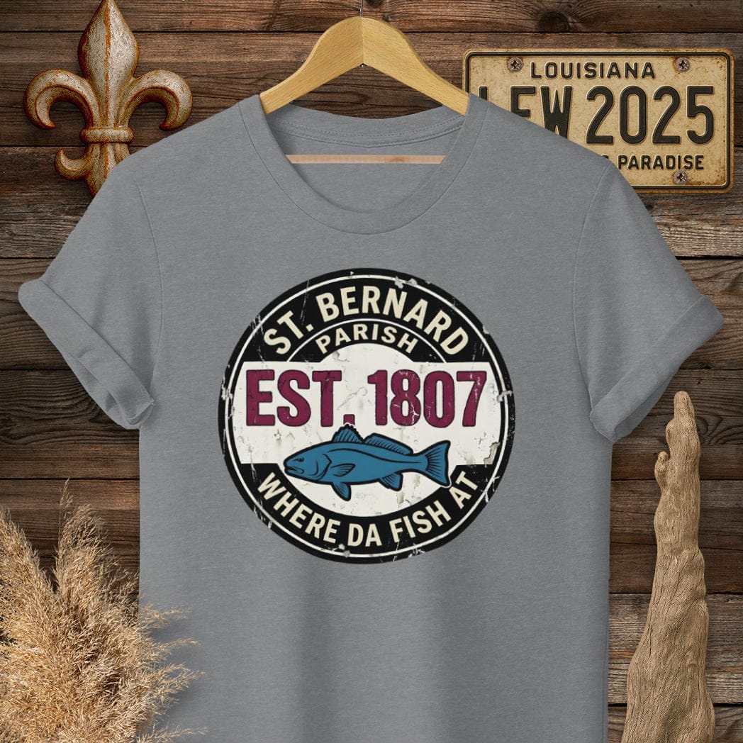 S / Graphite Heather Louisiana St. Bernard Parish T-Shirt by Laissez Faire Wear